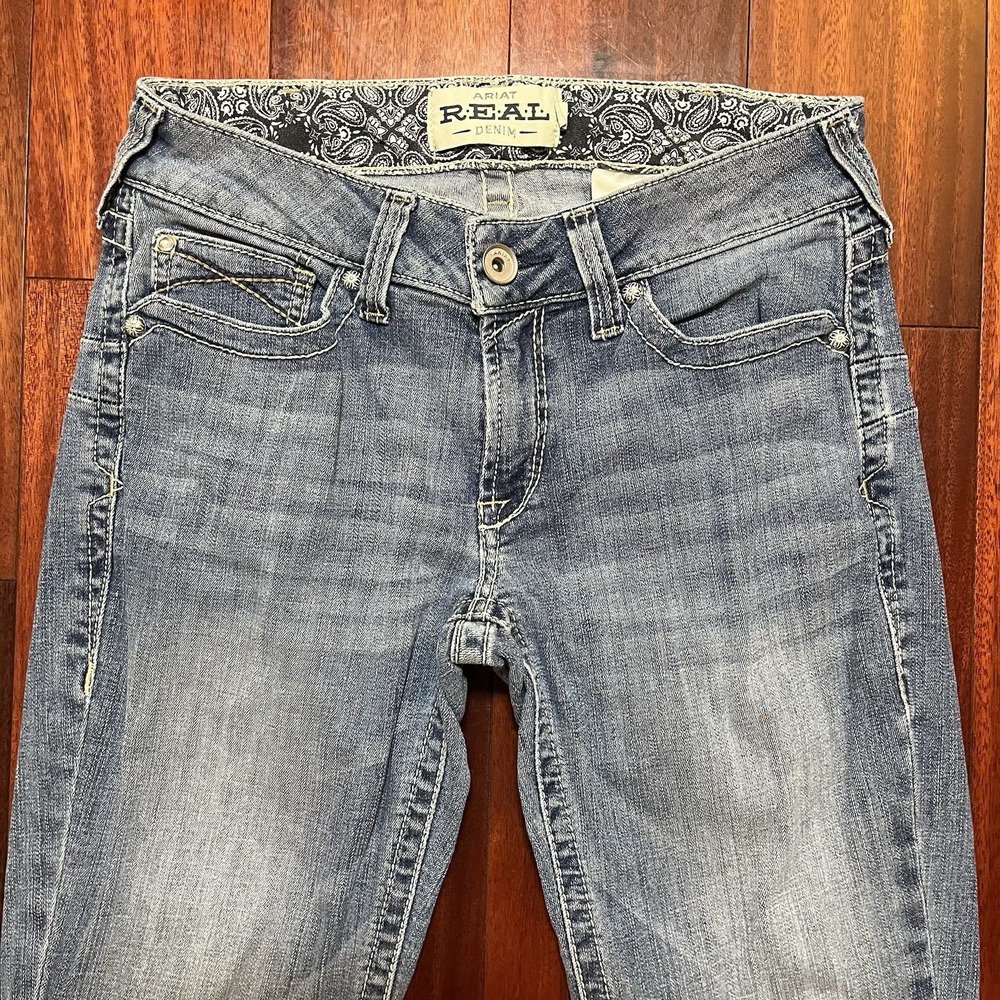 Ariat Real Denim Jeans Womens 29L 30x33 Bootcut Cowgirl Rodeo Festival Grunge - Picture 2 of 11
